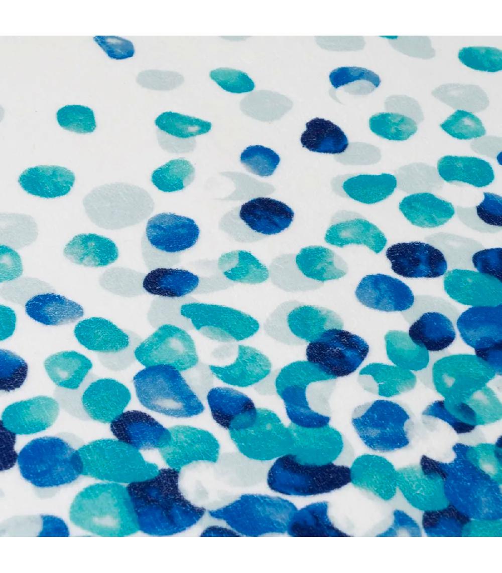 Wadiga Tapis De Bain Microfibre Bleu Et Blanc Pétales 45x70cm