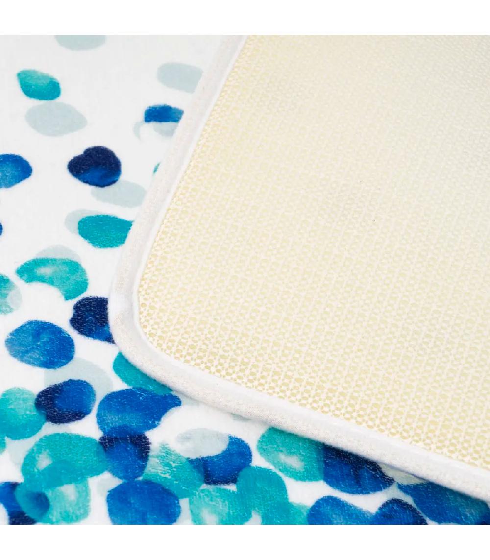 Wadiga Tapis De Bain Microfibre Bleu Et Blanc Pétales 45x70cm