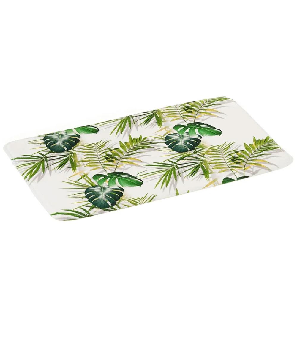wadiga Tapis de bain microfibre feuillage vert 45x70cm