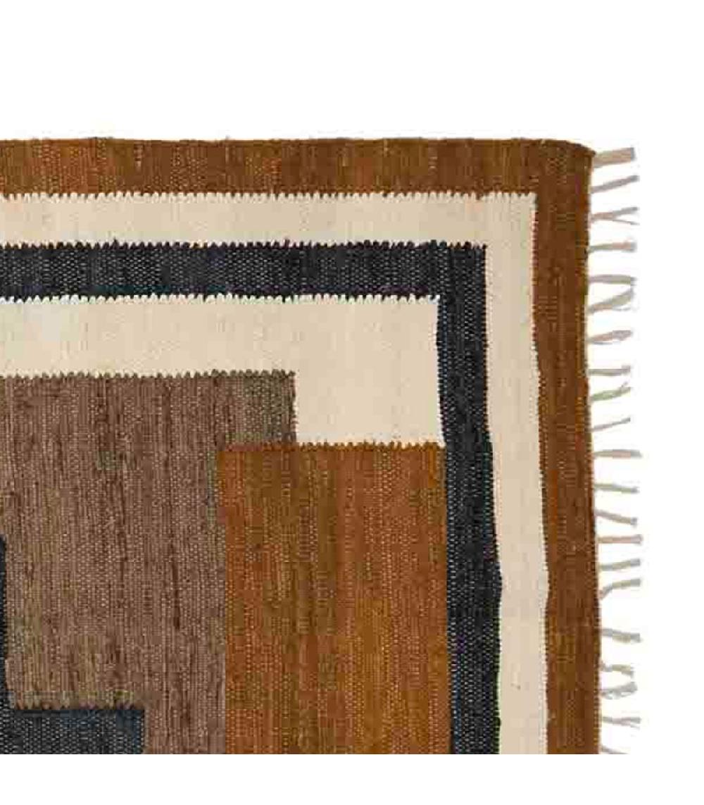 Wadiga Tapis En Coton Tressé Design Beige Marron Et Noir 140x200cm