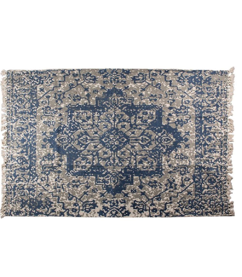 wadiga Tapis rectangulaire gris beige et bleu 140x200cm