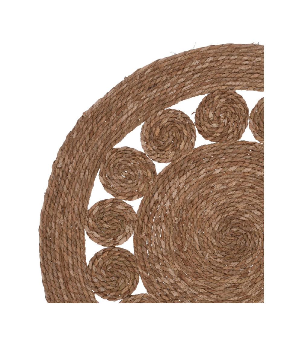 Wadiga Tapis Rond Tressé En Jute Motifs Cercles - D80cm