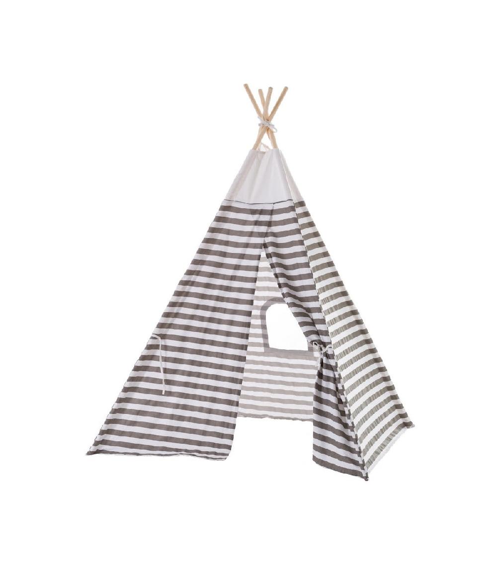 Wadiga Tente De Jeu Pour Enfant Tipi Gris Et Blanc Rayures
