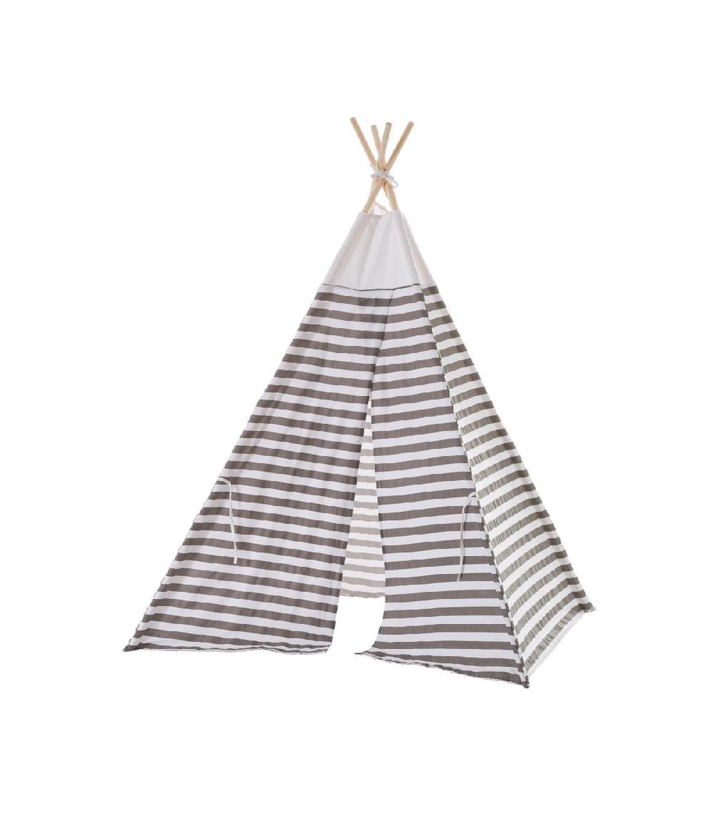 Wadiga Tente De Jeu Pour Enfant Tipi Gris Et Blanc Rayures