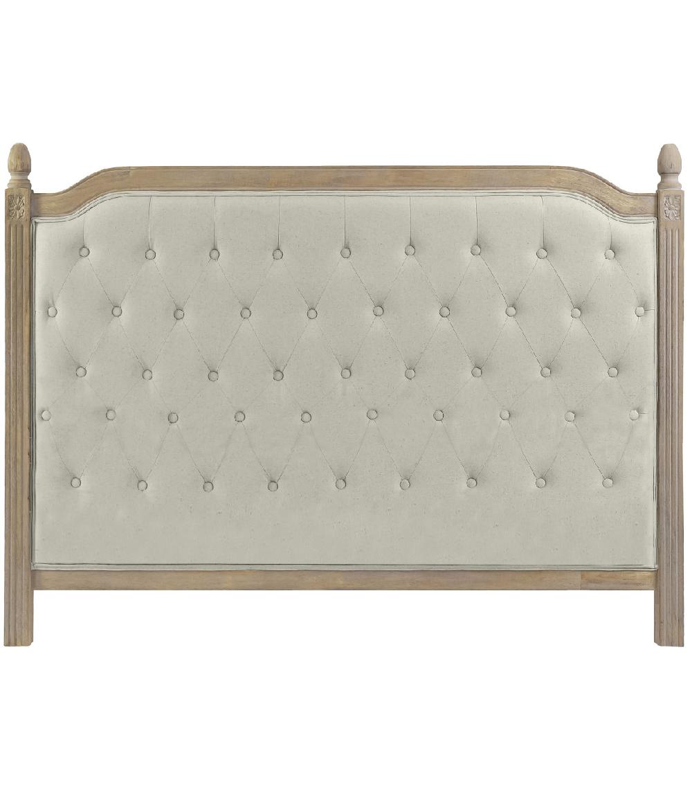 wadiga Tête de Lit Classique en Bois et Tissu Capitonné Lin Beige - 160cm