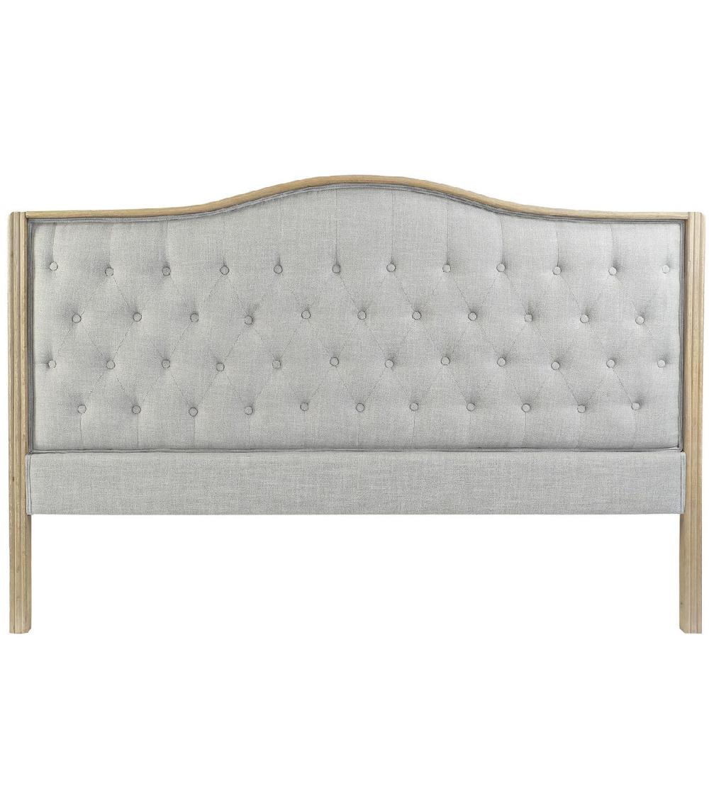 wadiga Tête de Lit Classique en Bois et Tissu Capitonné Lin Gris Clair - 180cm