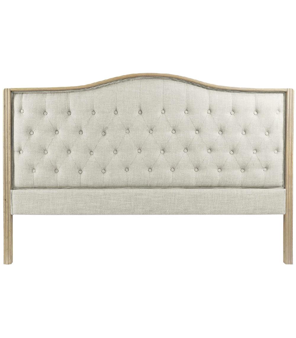 wadiga Tête de Lit Classique en Bois et Tissu Capitonné Lin Beige - 180cm