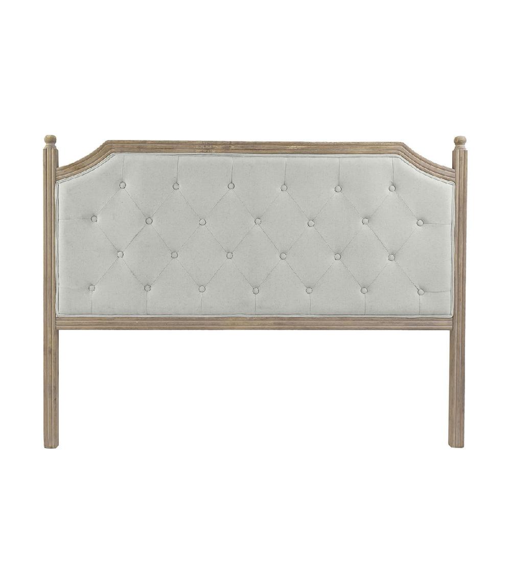 wadiga Tête de Lit Classique en Bois et Tissu Capitonné Lin Gris - 160cm