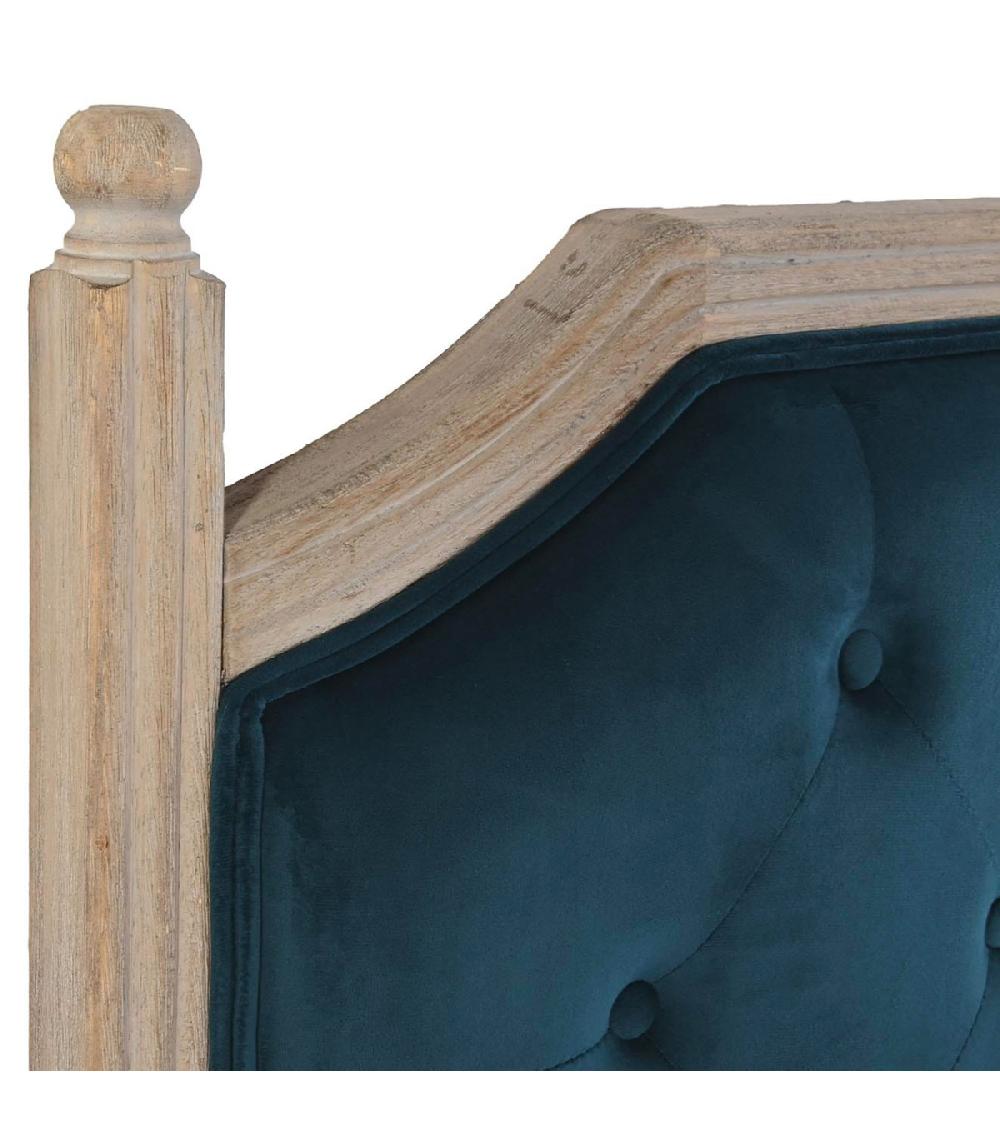 Wadiga Tête De Lit Classique En Bois Et Tissu Capitonné Velours Bleu 160x6x120cm