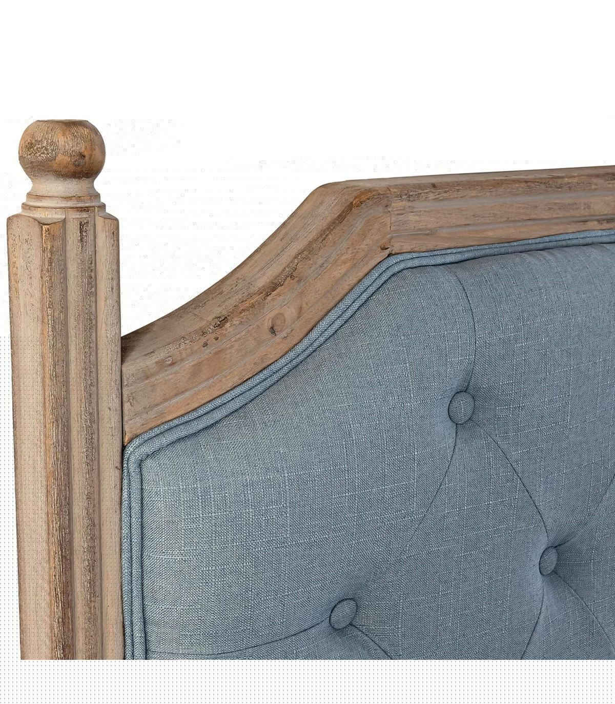Wadiga Tête De Lit Classique En Bois Et Tissu Faon Lin Bleu Ciel 160x10x120cm