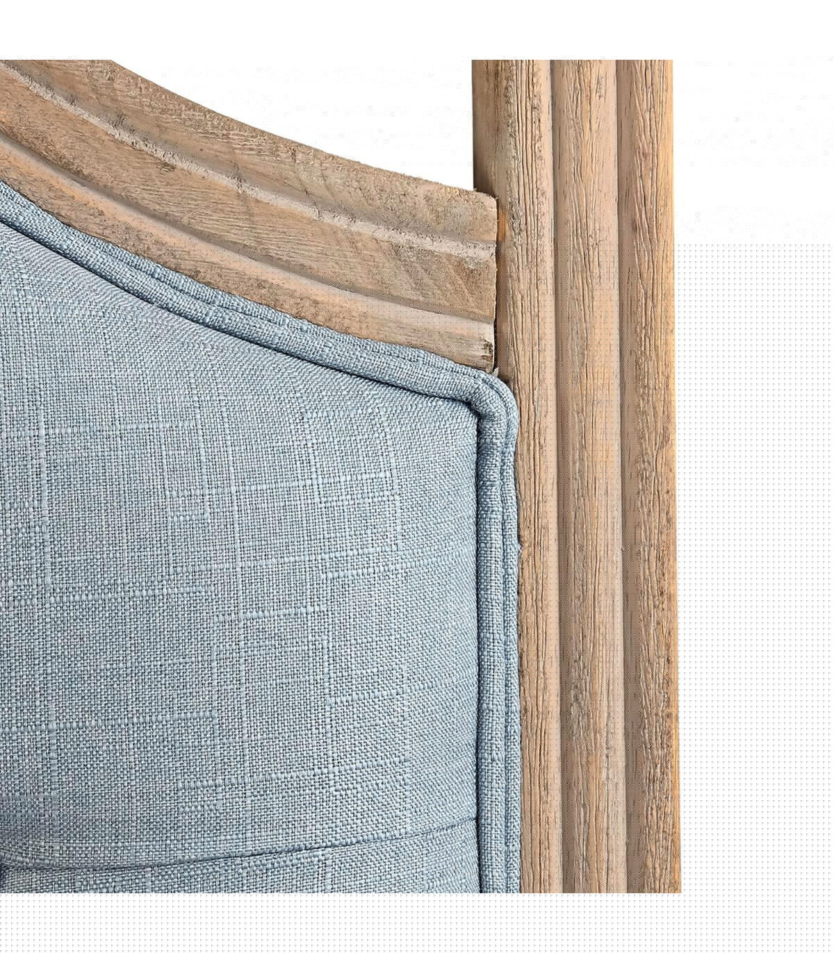 Wadiga Tête De Lit Classique En Bois Et Tissu Faon Lin Bleu Ciel 160x10x120cm