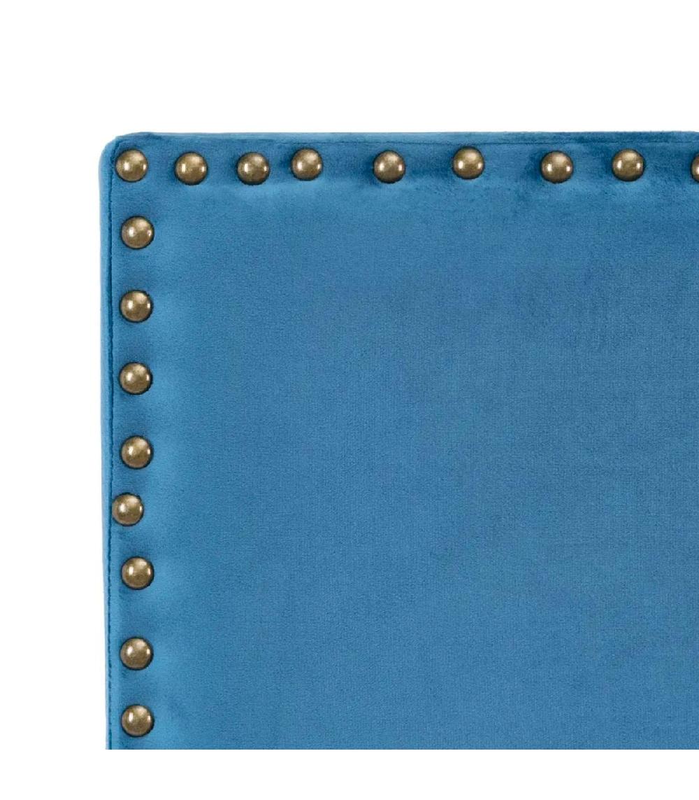 Wadiga Tête De Lit Classique Velours Bleu Cloutée 160x6x60cm