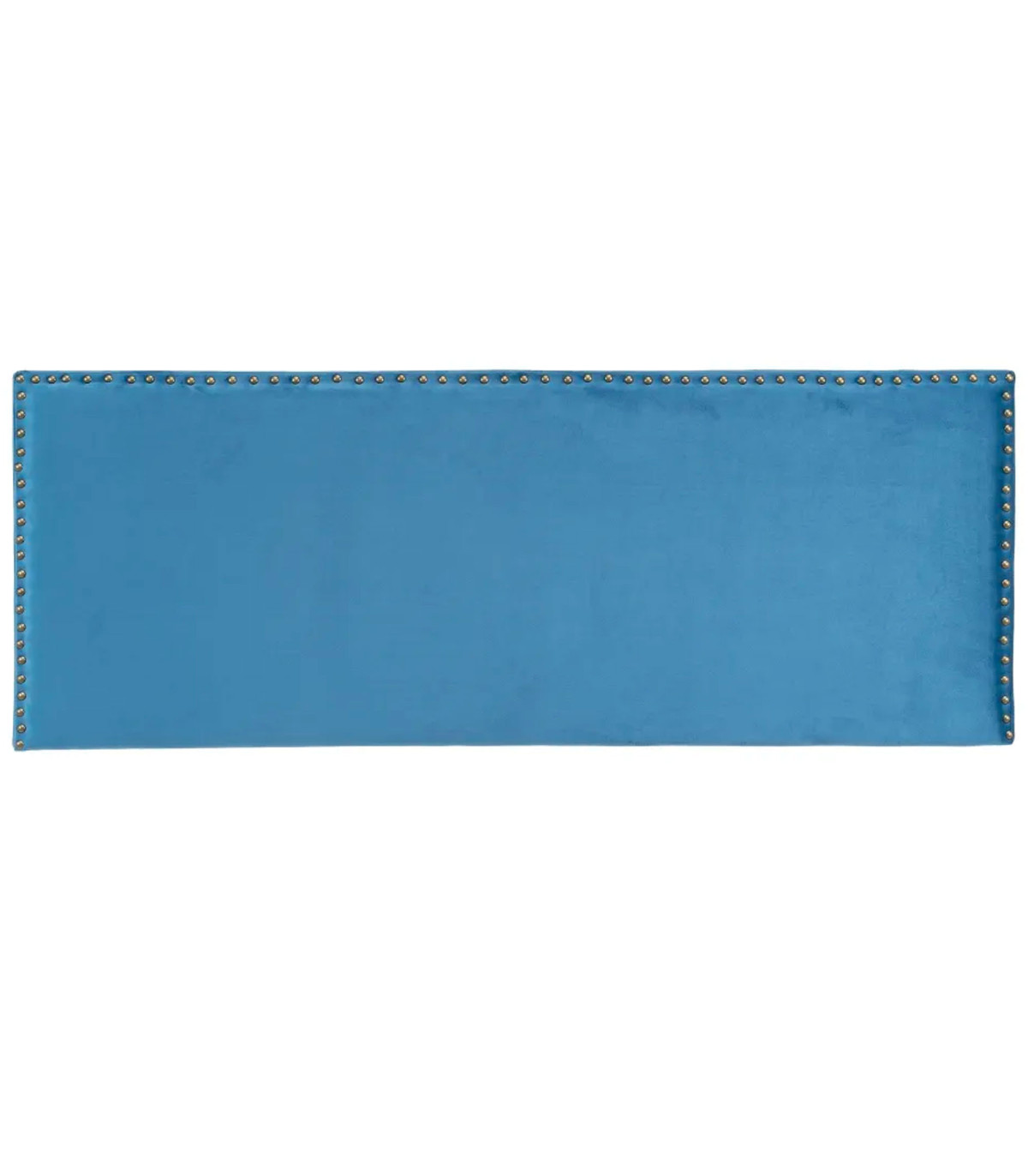 wadiga Tête de lit classique velours bleu cloutée 160x6x60cm