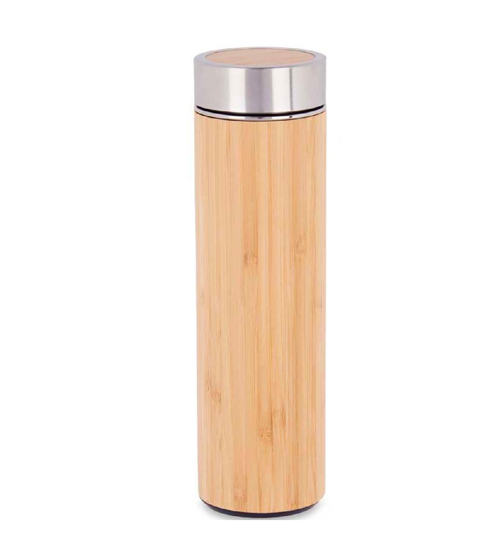 Wadiga Thermos Chaud Et Froid En Acier Inoxydable Et Bambou Avec Filtre 500ml