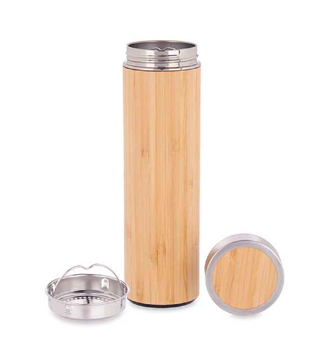 wadiga Thermos chaud et froid en acier inoxydable et bambou avec filtre 500ml
