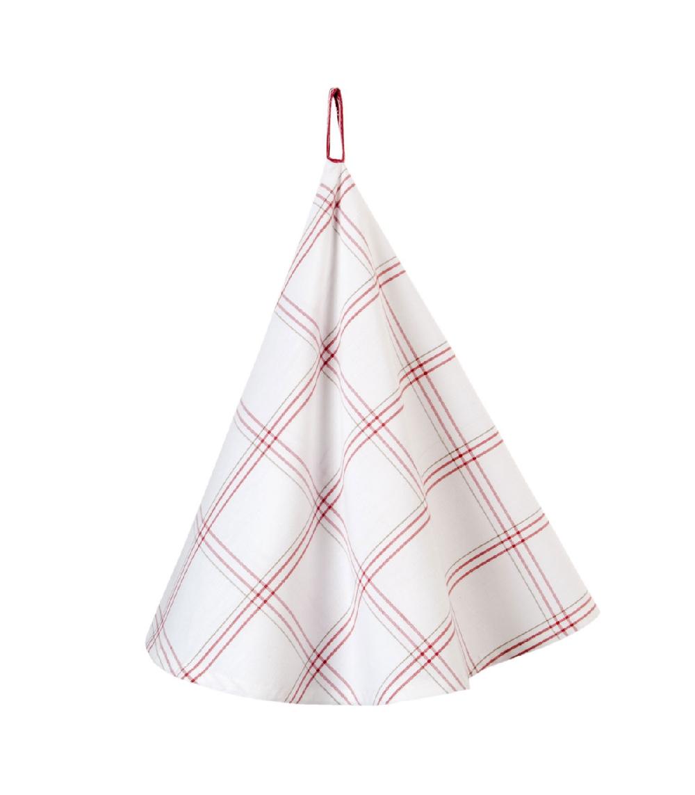 wadiga Torchon Rond Classique 100% Coton Rayures Rouges