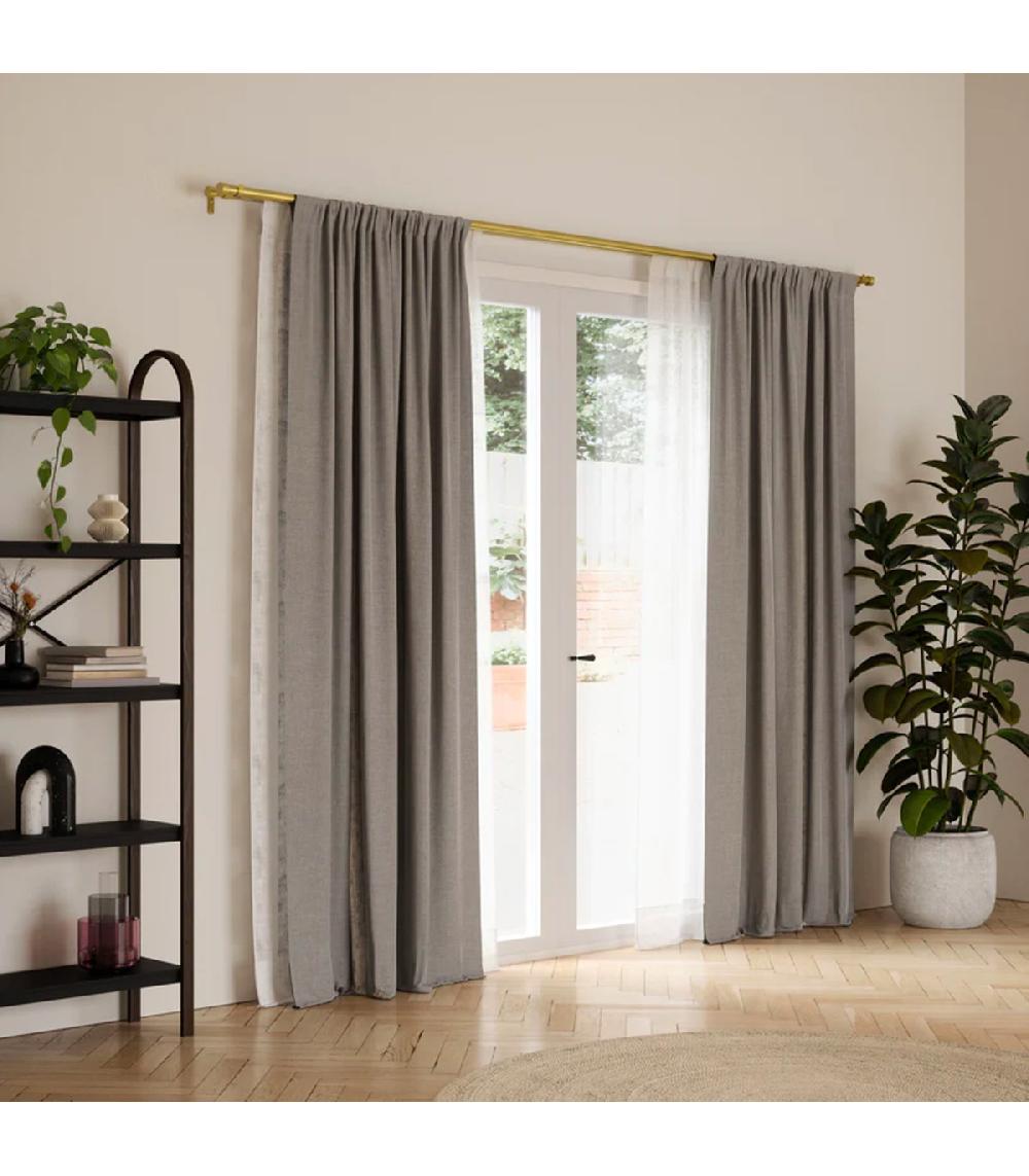 Wadiga Tringle à Rideaux Double En Métal Doré Extensible De 91 à 168cm