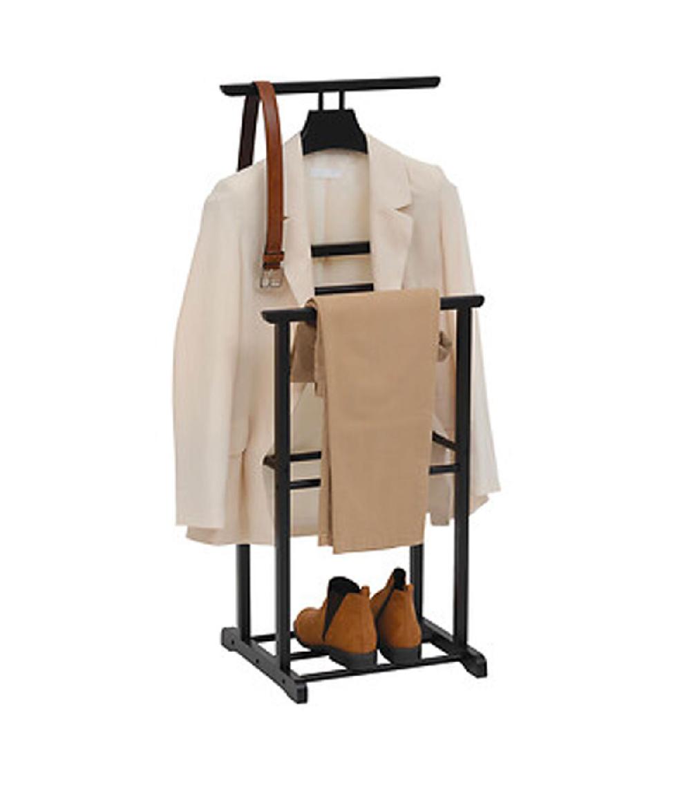 Wadiga Valet De Nuit Double En Bois Noir 47x35.5x103cm