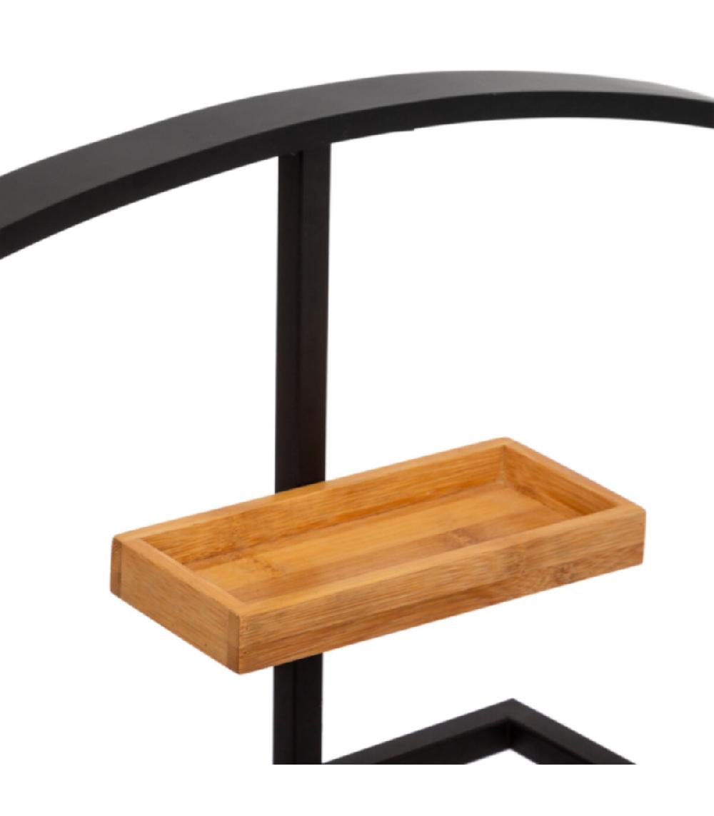 Wadiga Valet De Nuit Métal Noir Et Bambou - 40.5x22x114.5cm