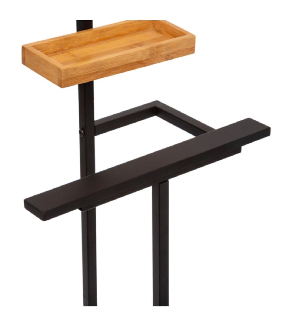 Wadiga Valet De Nuit Métal Noir Et Bambou - 40.5x22x114.5cm