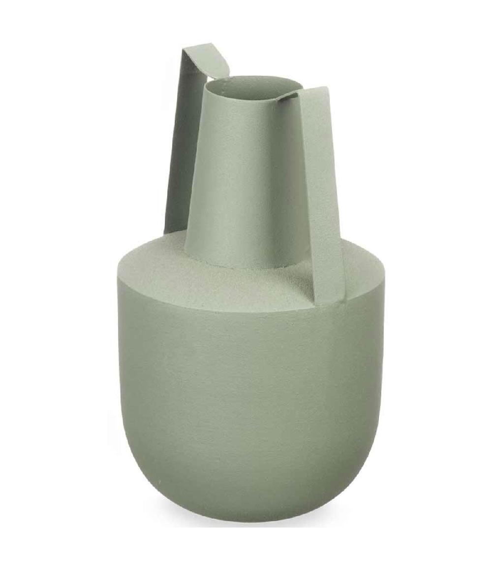 Wadiga Vase Acier Double Anse Vert Pastel 14x14x24cm