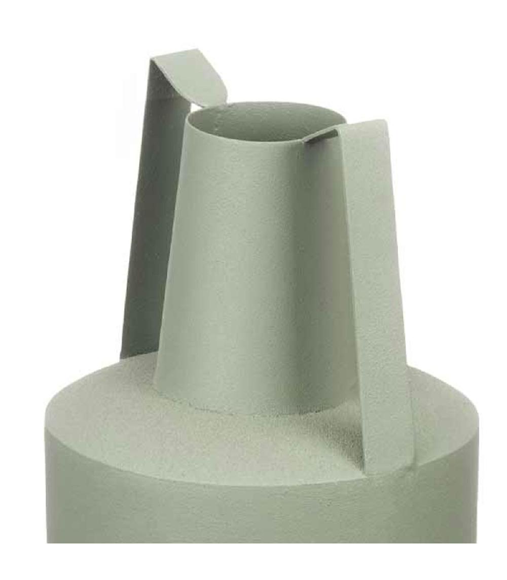 Wadiga Vase Acier Double Anse Vert Pastel 14x14x24cm