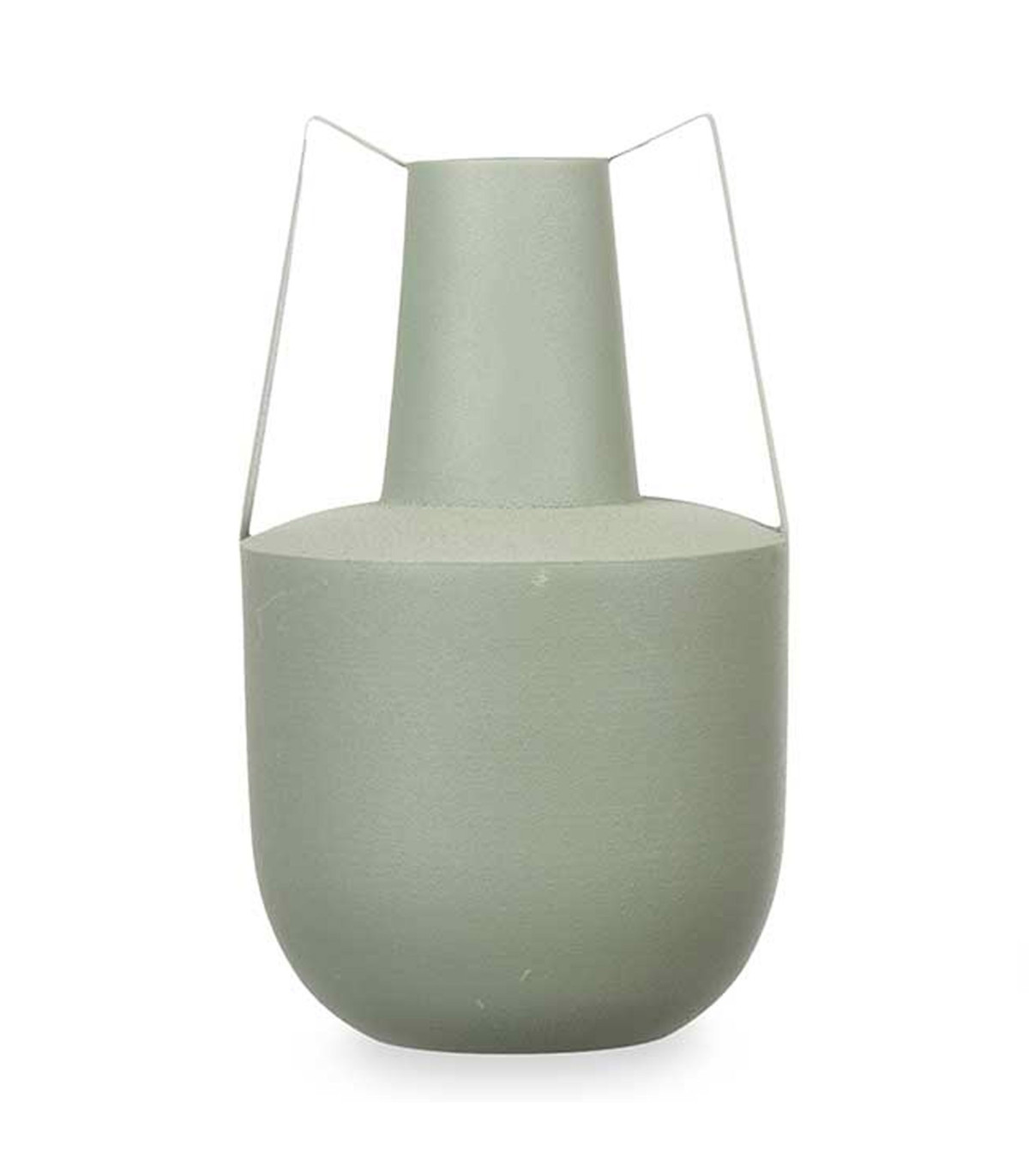 wadiga Vase acier double anse vert pastel 14x14x24cm