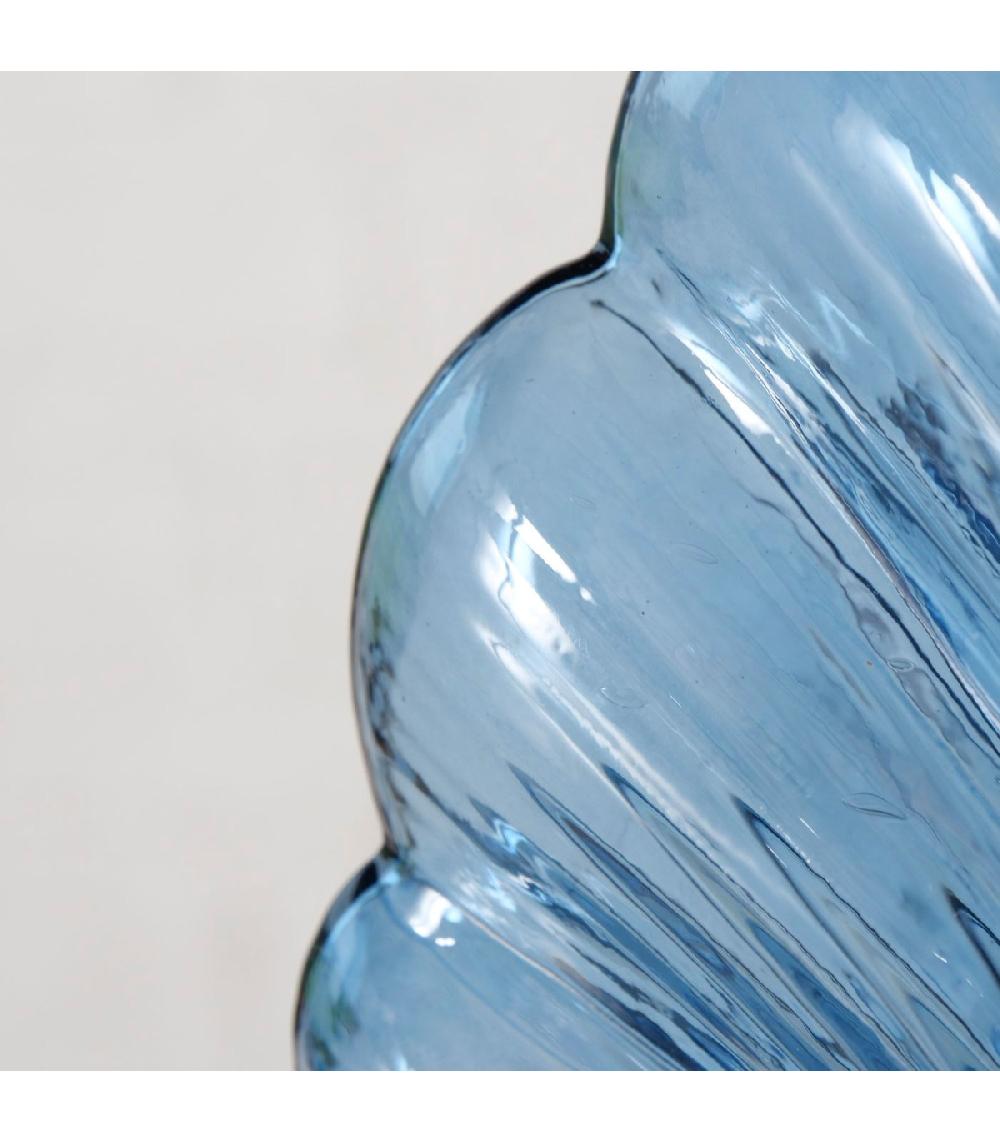 Wadiga Vase Coquillage En Verre Laqué Bleu 20x10x16cm