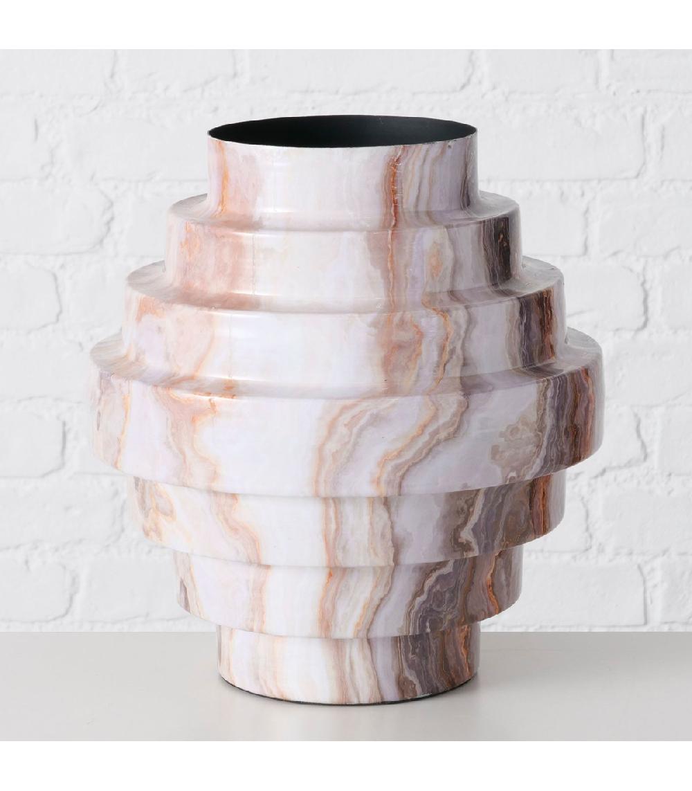 Wadiga Vase Design En Métal Et Résine Effet Marbre 15x30x33cm