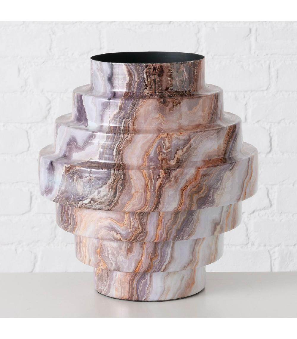Wadiga Vase Design En Métal Et Résine Effet Marbre 15x30x33cm