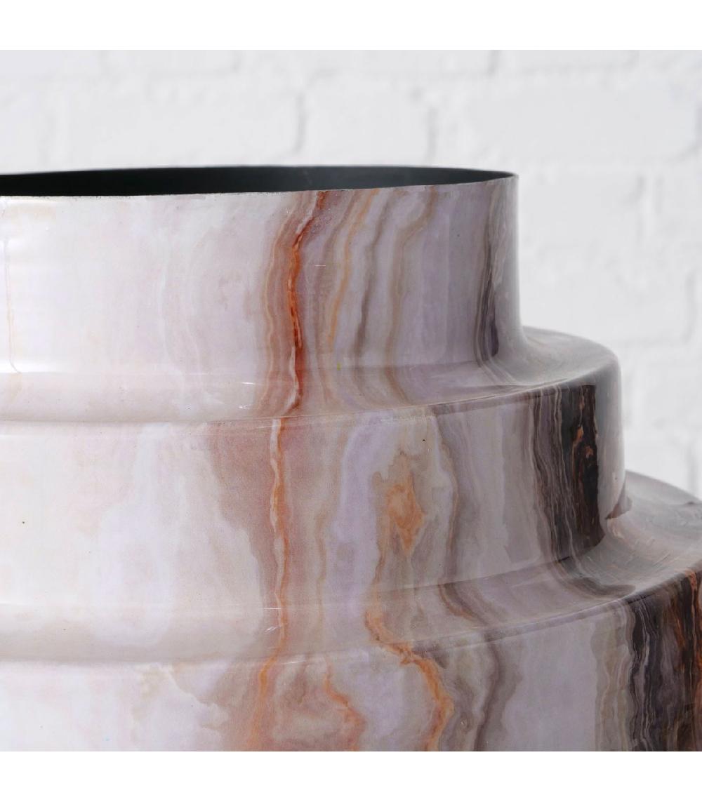 Wadiga Vase Design En Métal Et Résine Effet Marbre 15x30x33cm
