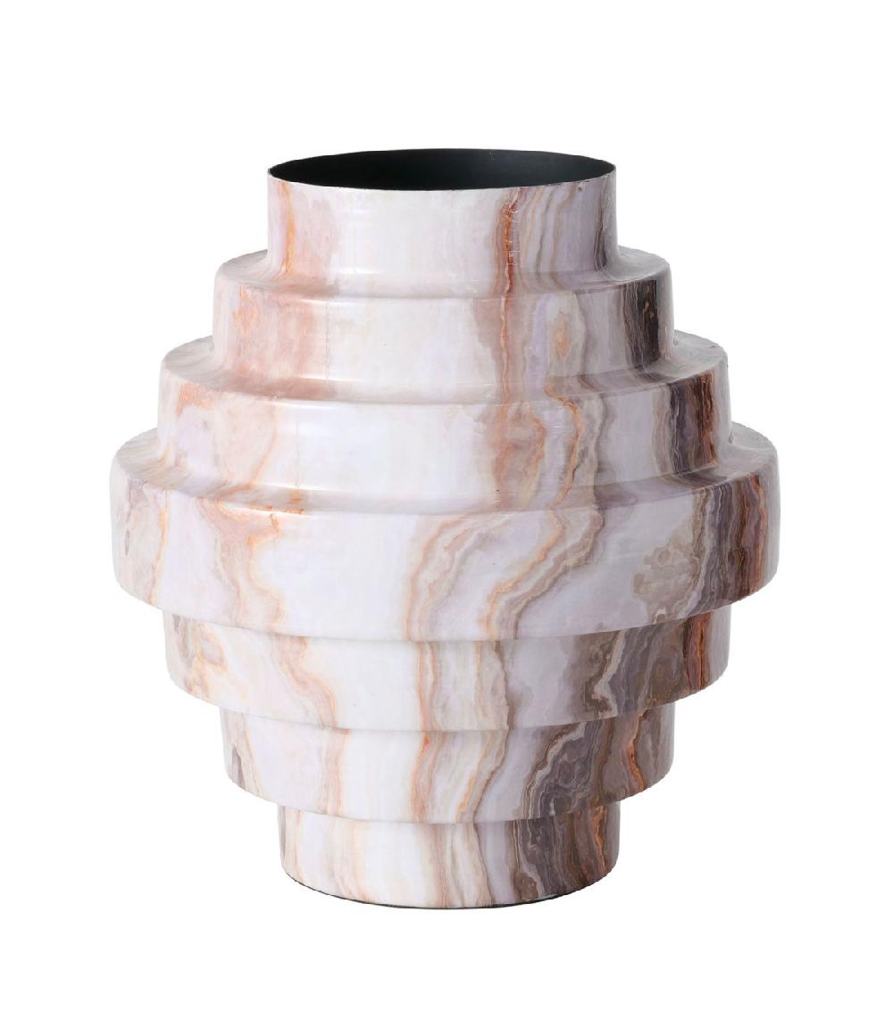wadiga Vase design en métal et résine effet marbre 15x30x33cm