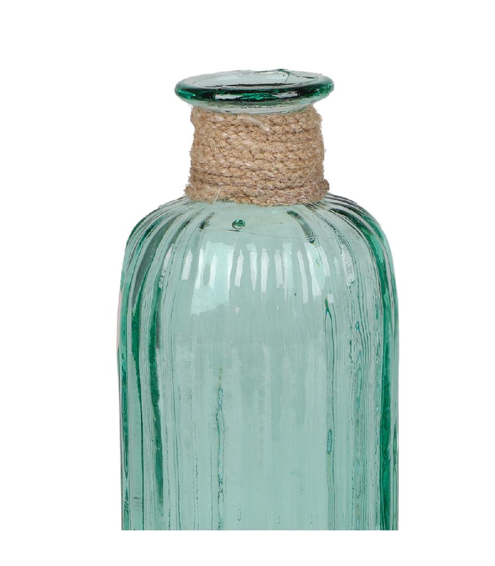 Wadiga Vase Rond En Verre Recyclé Et Corde En Jute 11x11x28cm