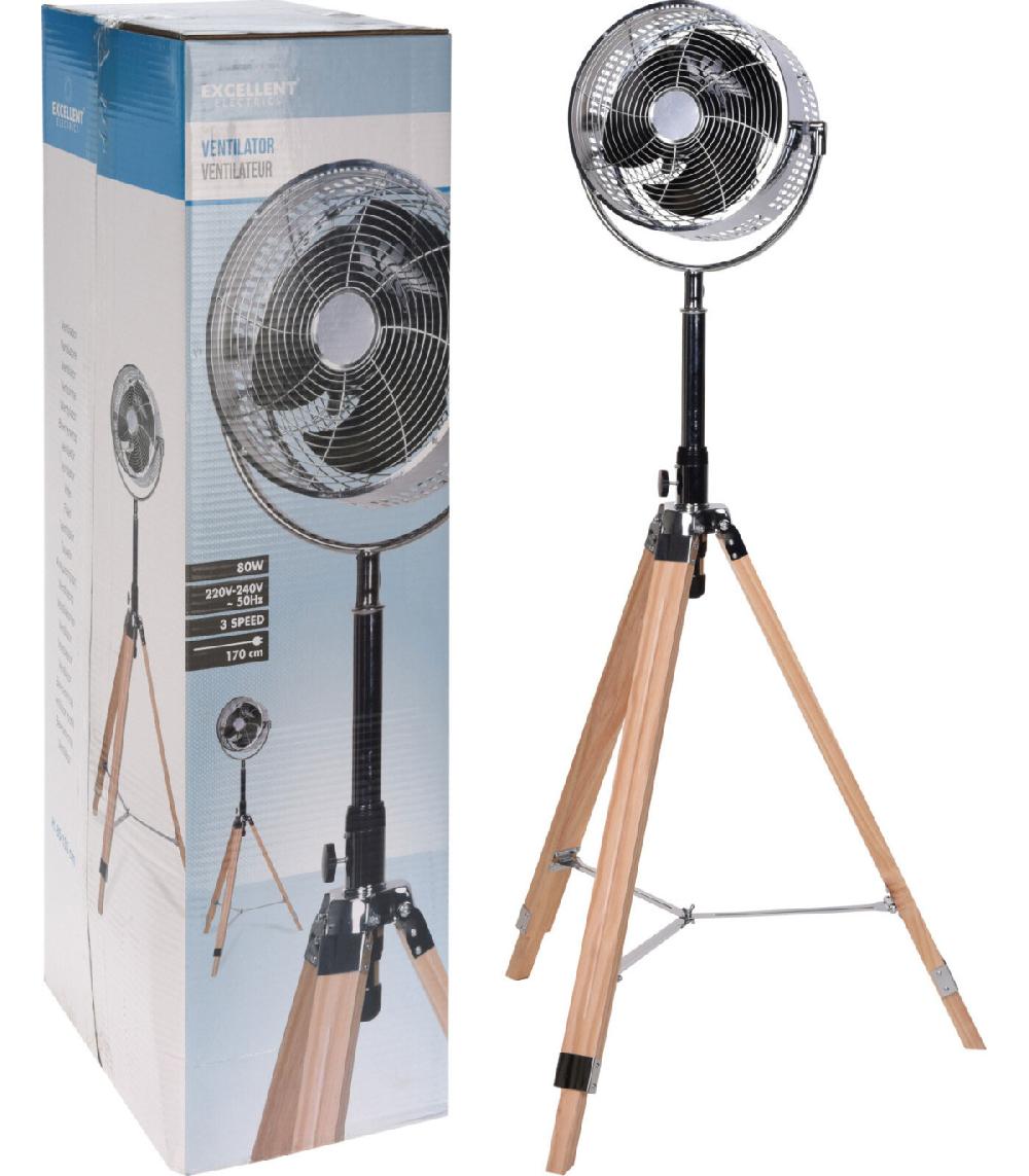Wadiga Ventilateur Sur Pied Élégant En Bois Et Métal - 3 Vitesses