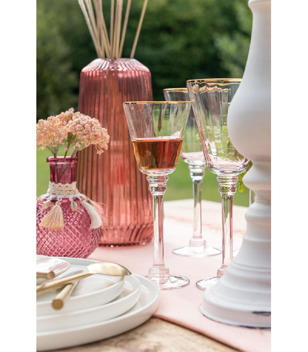 Wadiga Verre à Eau En Verre Transparent Et Liseré Doré - 40cl