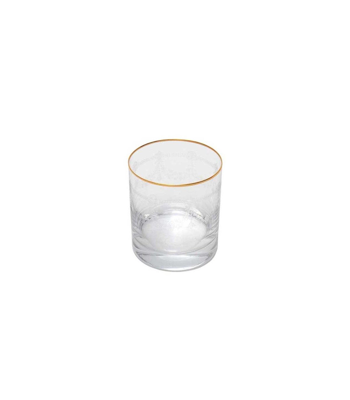 wadiga Verre à whisky avec Motifs Gravés et Liseré Doré