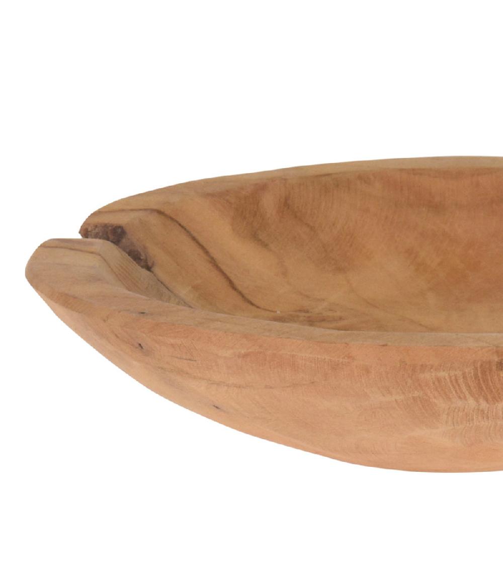 Wadiga Vide-Poche Rond Déco En Teck Naturel 19x19x4cm