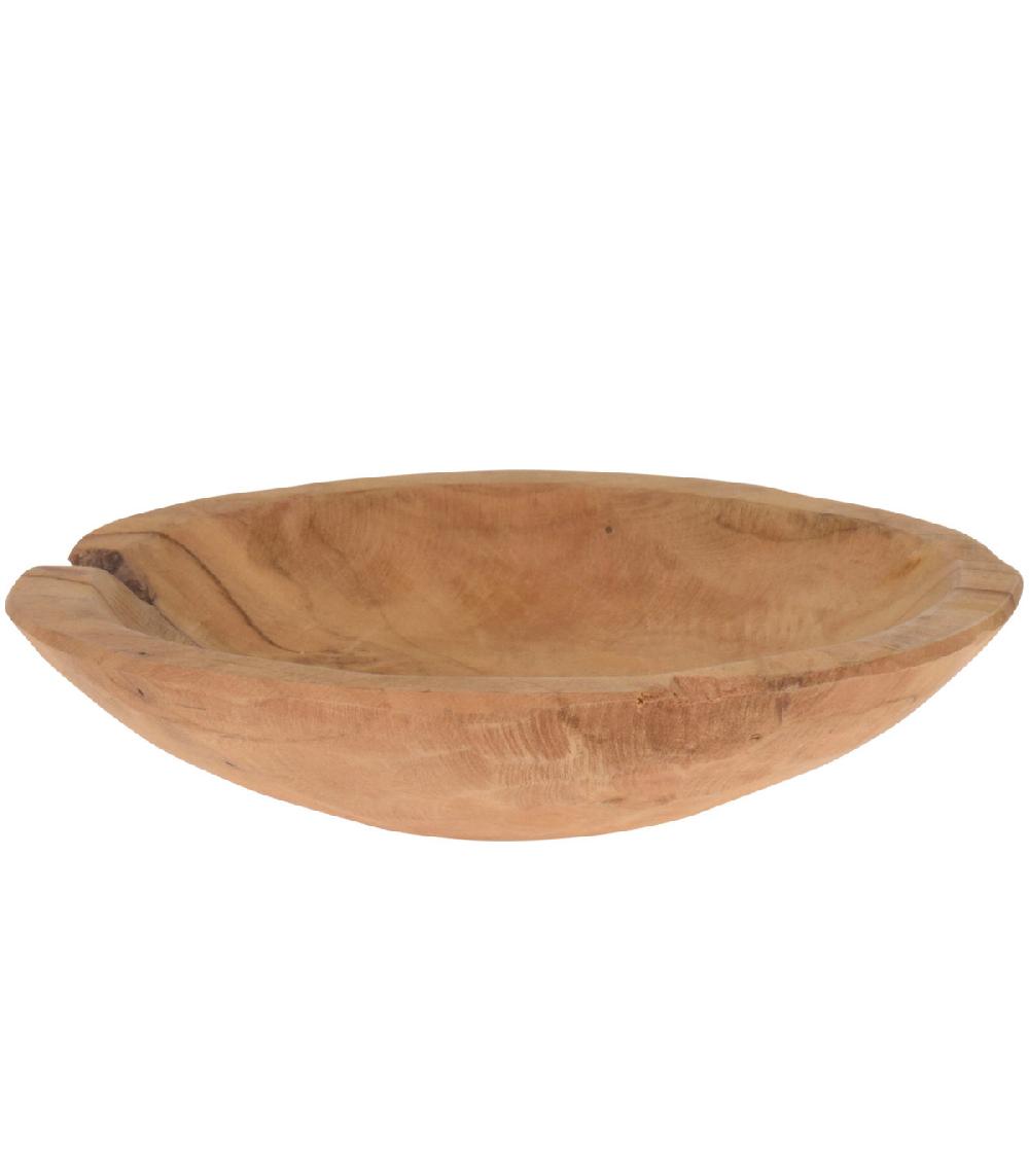 wadiga Vide-Poche rond déco en teck naturel 19x19x4cm
