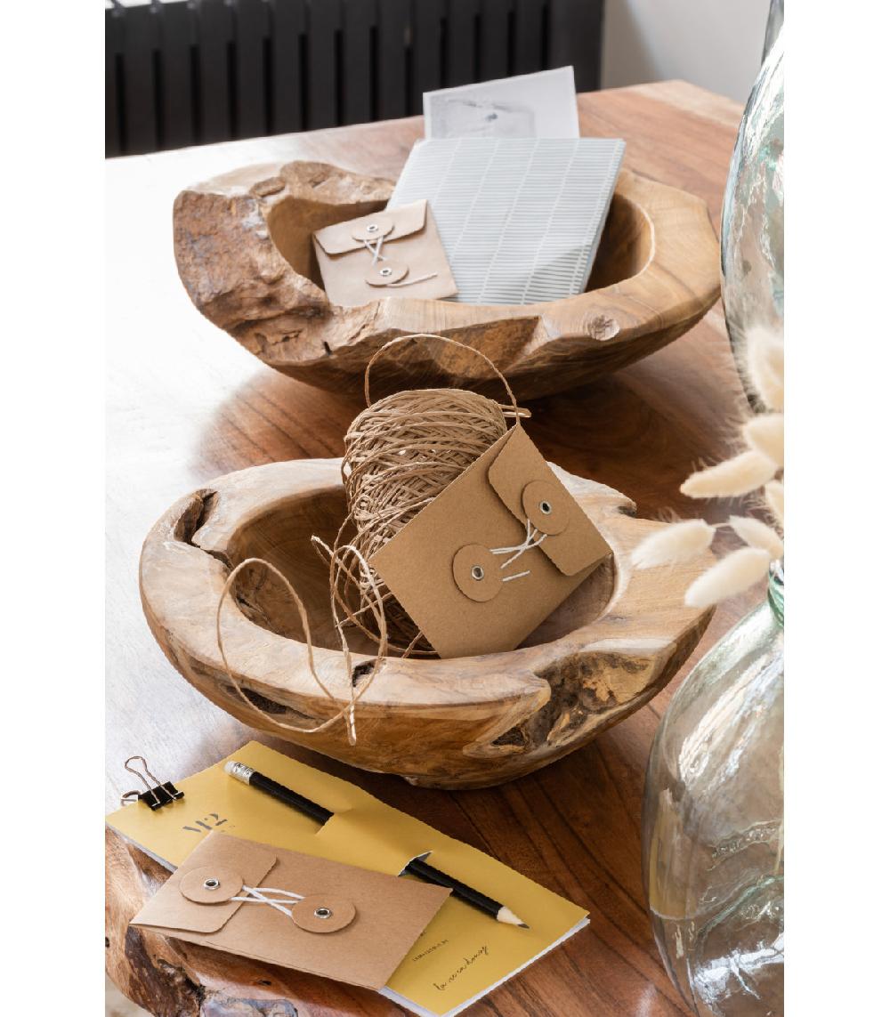 Wadiga Vide-Poche Rond Déco En Teck Naturel - Diamètre 26cm