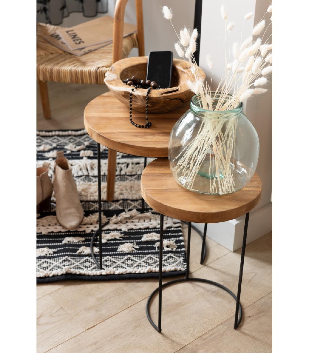 Wadiga Vide-Poche Rond Déco En Teck Naturel - Diamètre 39cm