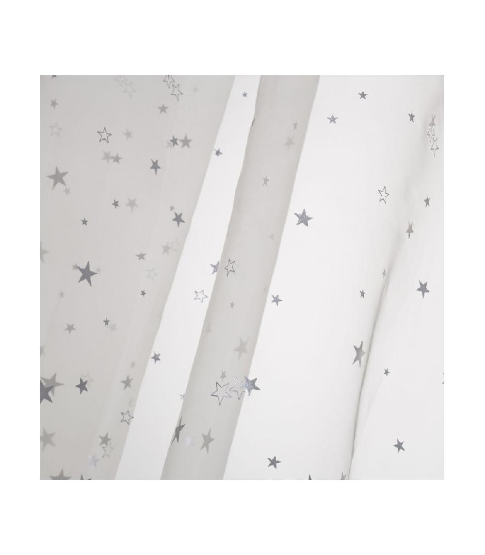 Wadiga Voilage à Œillets Blanc étoiles Argentées Chambre Enfant - 140x260cm