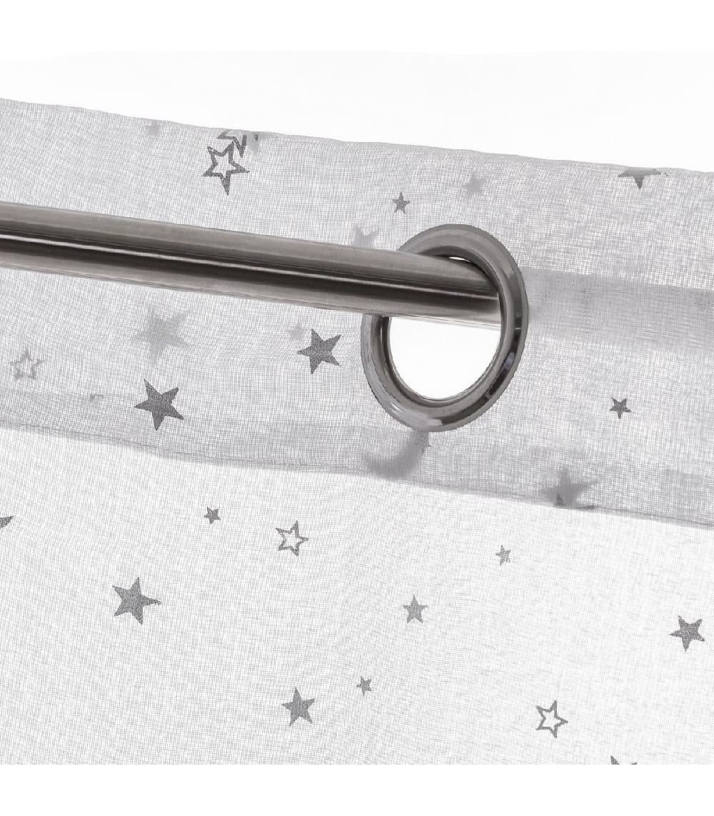 Wadiga Voilage à Œillets Blanc Lunes Et Étoiles Chambre Enfant - Longueur 260cm