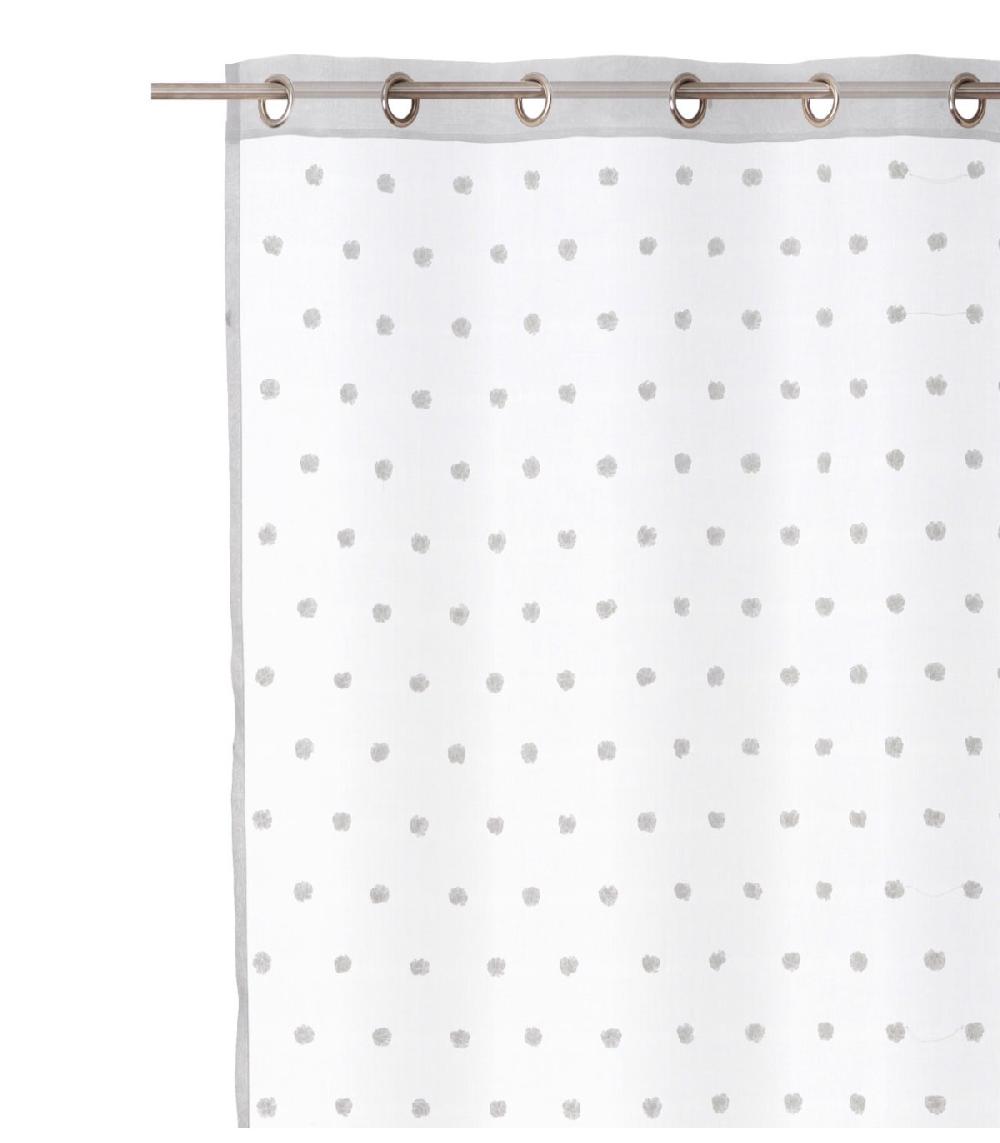 Wadiga Voilage à Œillets Blanc Motifs Pois - Longueur 260cm