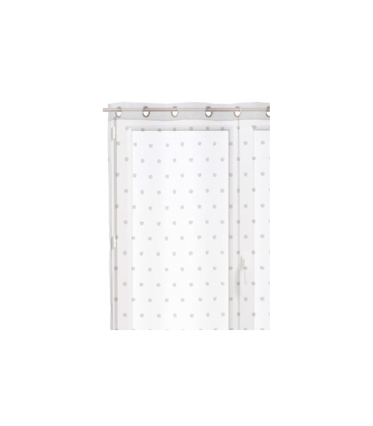 Wadiga Voilage à Œillets Blanc Motifs Pois - Longueur 260cm