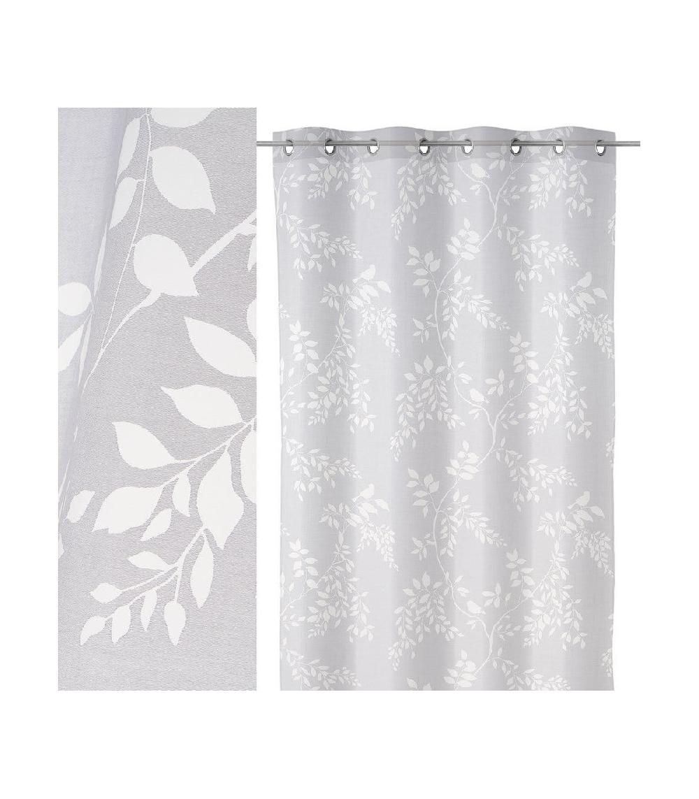 wadiga Voilage à Œillets Feuillage blanc - 140x260cm