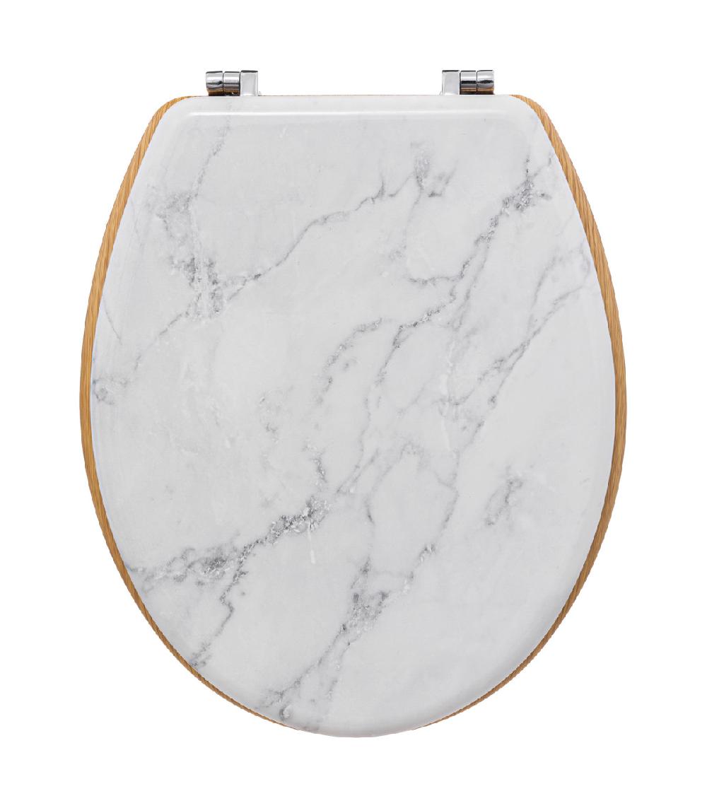 wadiga Abattant WC bois effet marbre blanc + zinc