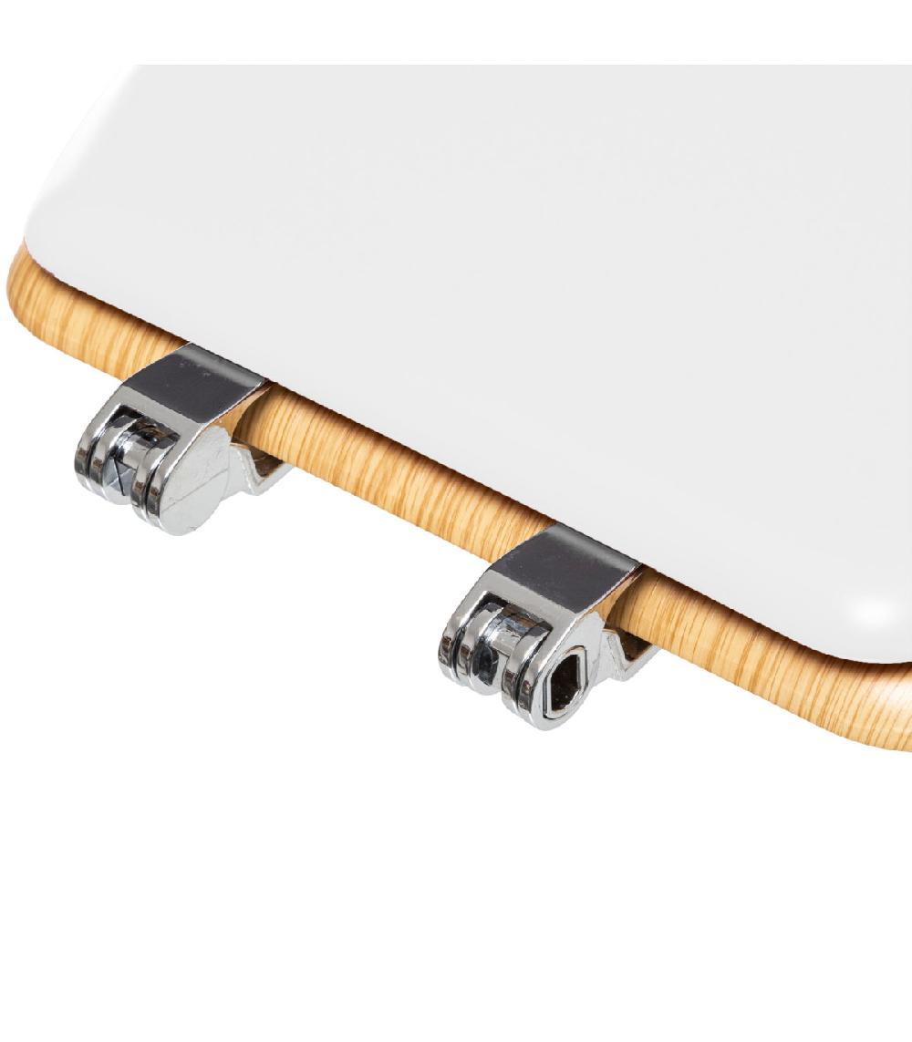 Wadiga Abattant WC Bois Et Blanc + Zinc