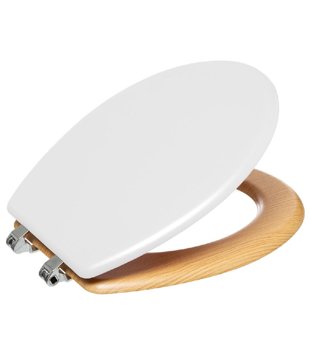 wadiga Abattant WC bois et blanc + zinc