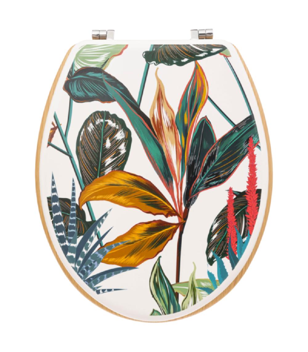 Wadiga Abattant WC Bois Et Zinc Feuillage Exotique