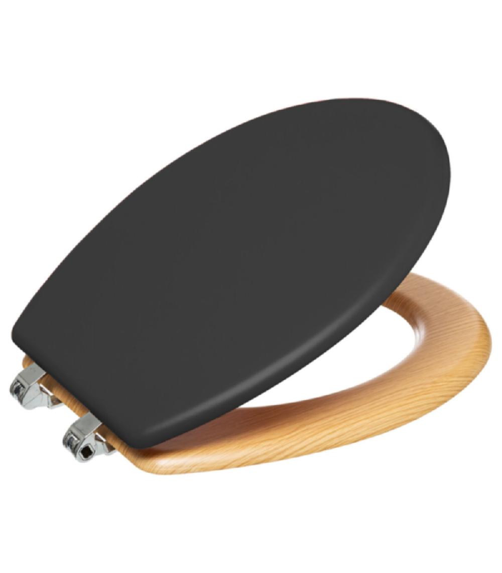Wadiga Abattant WC Noir Bois Et Zinc